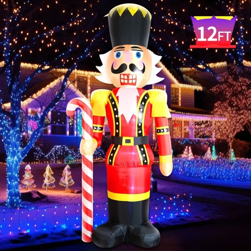 12FT Giant Christmas Inflatable Nutcracker Decoration Outdoor Soldier Candy Cane